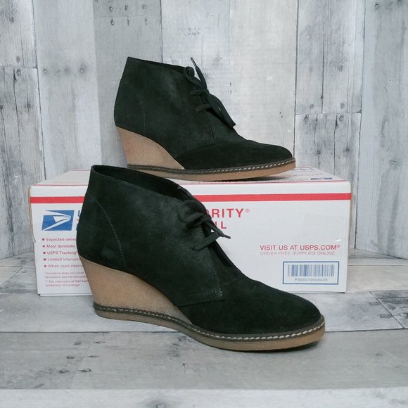 J Crew Womens Black Suede Lace Up Ankle Boot Shoe - Picture 2 of 12
